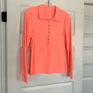 Lilly Pulitzer Orange Sherbet Long Sleeve Cotton Knit Top, Medium